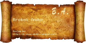 Brokes Andor névjegykártya